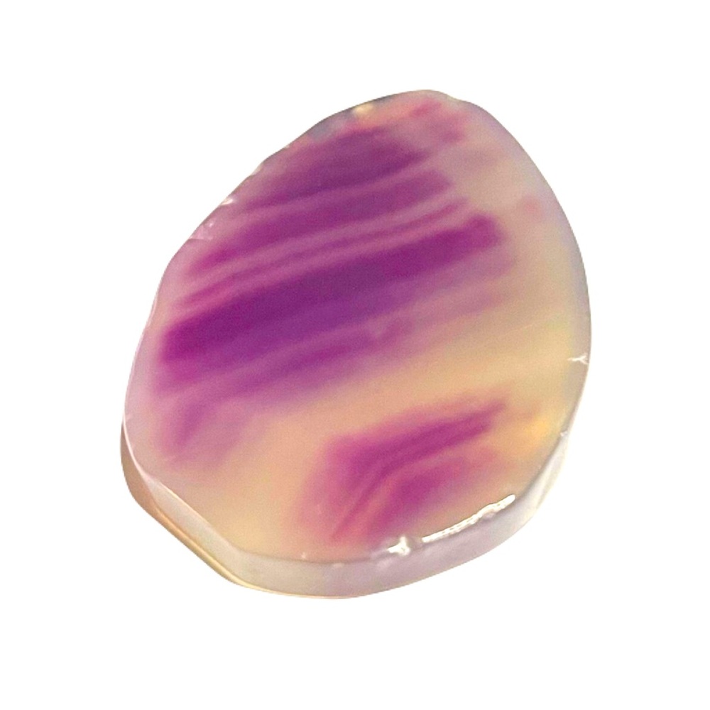 New 22.3G Natural Purple Cream Agate Chalcedony Prominent Bands Quartz Slice